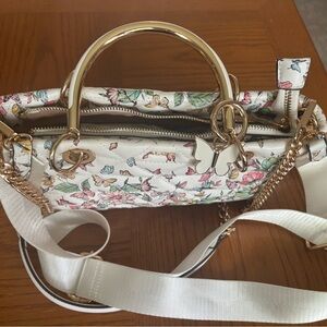 Aldo White and Gold Floral Crossbody Bag
